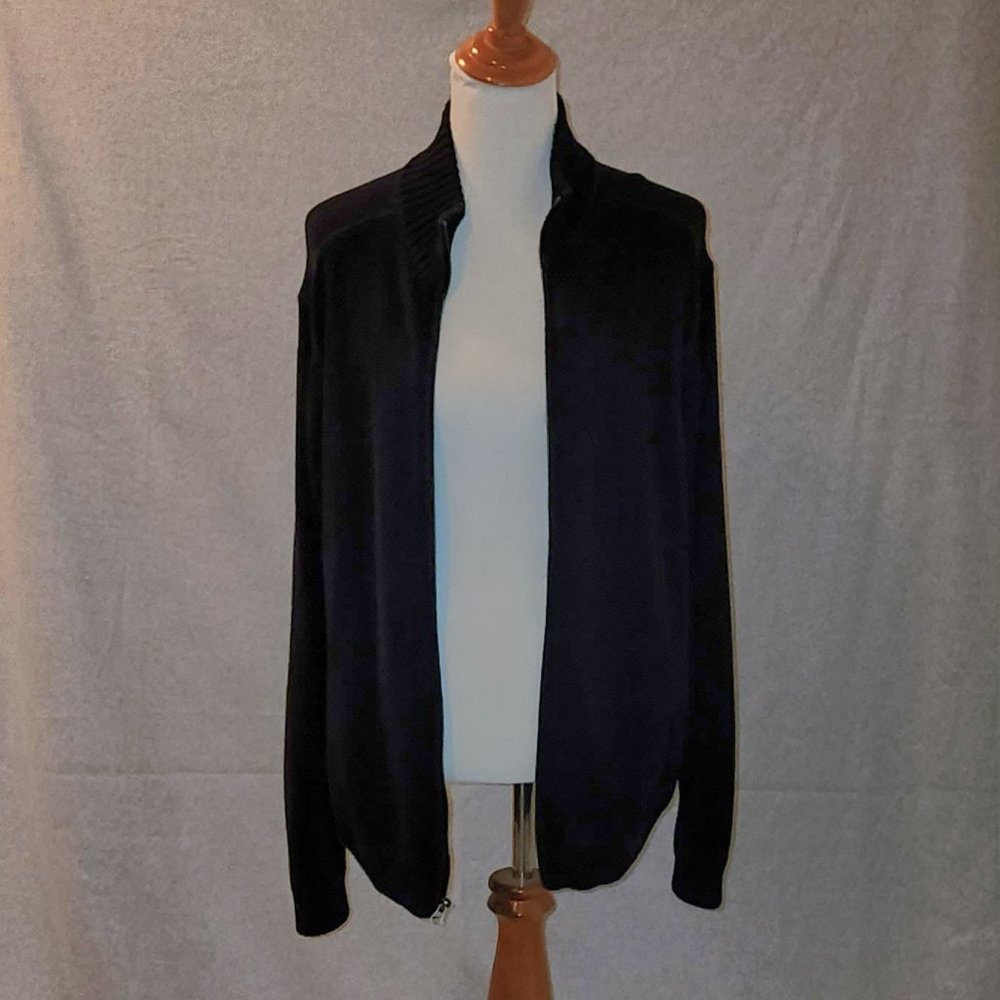 Chaps Mens Black Sweater Elbow Patches